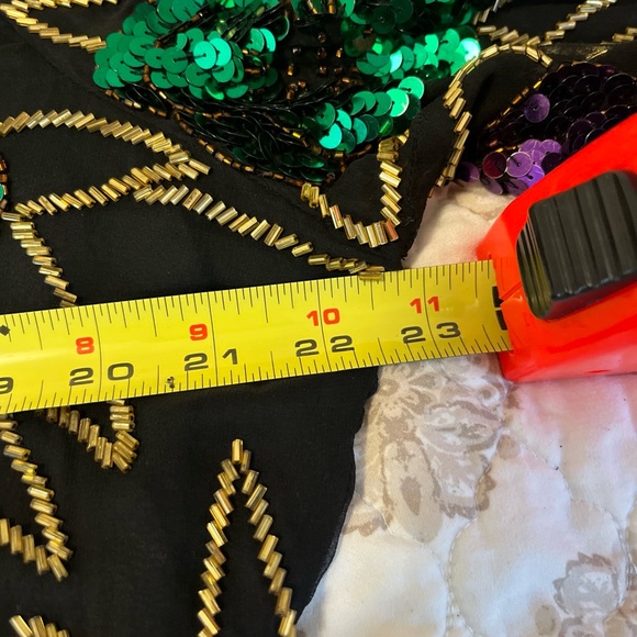 Morgan Taylor Jewel Toned Dress with Vibrant Sequin Floral Design 2X Midi Lux - Picture 15 of 15